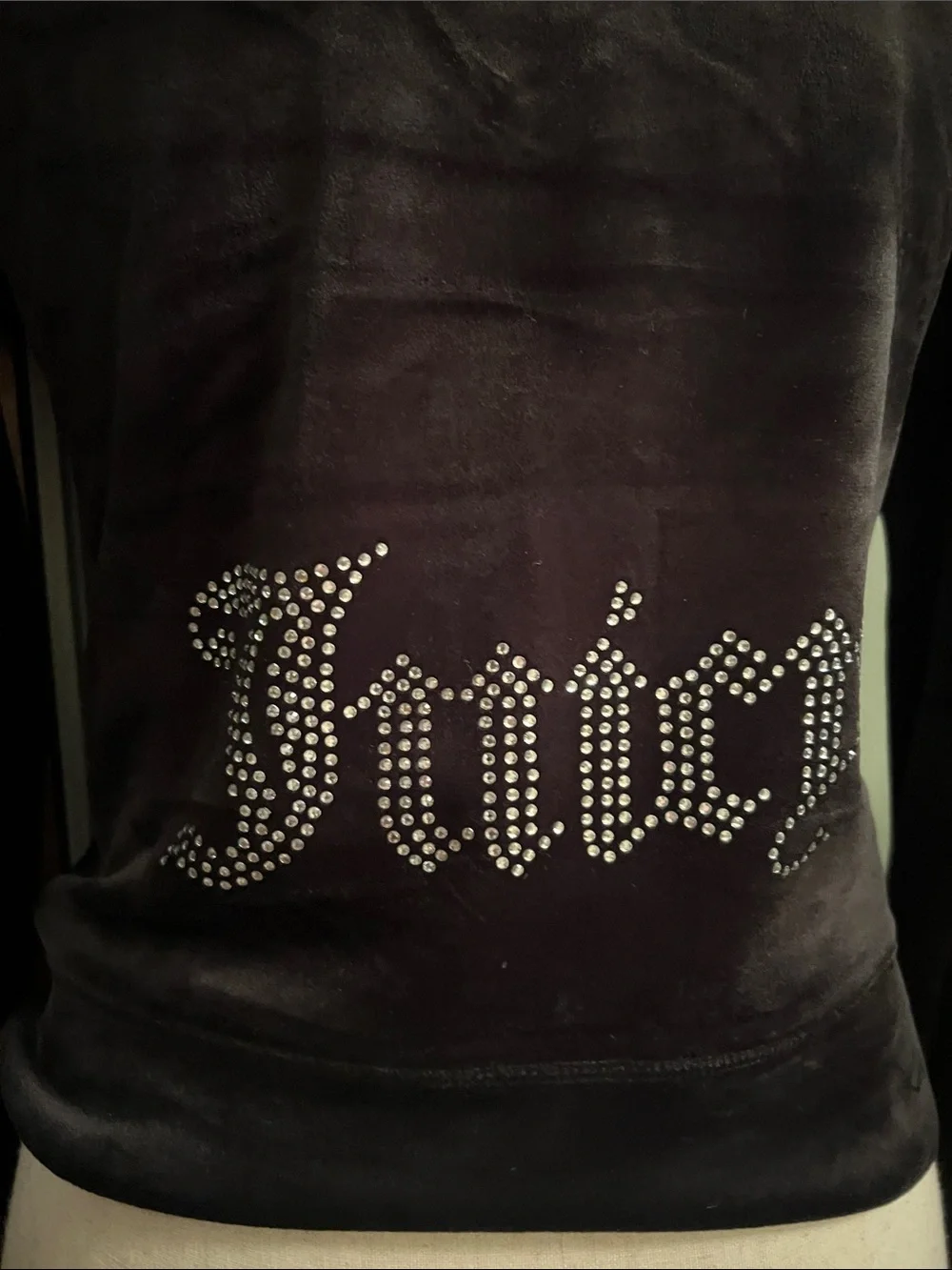 Juicy Couture Black Velour Hooded Zip Jacket with J-Pull